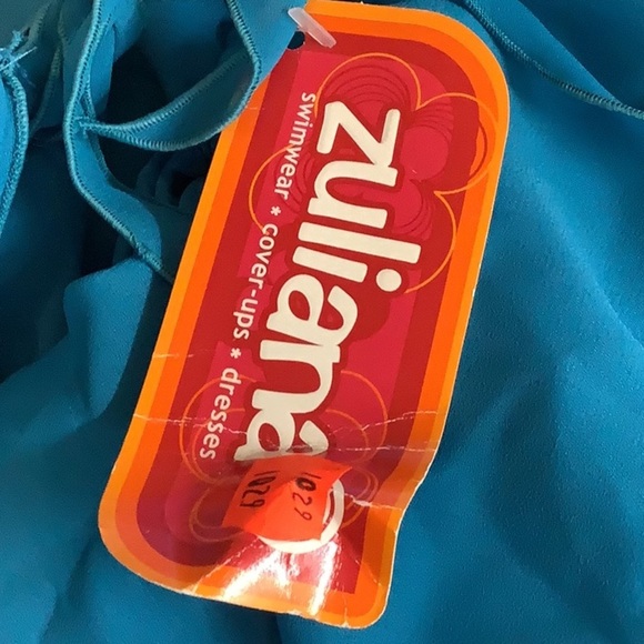 Zuliana Size Small Dark Teal Double Ruffle Tie Sarong Skirt. New With Tags - Picture 3 of 4